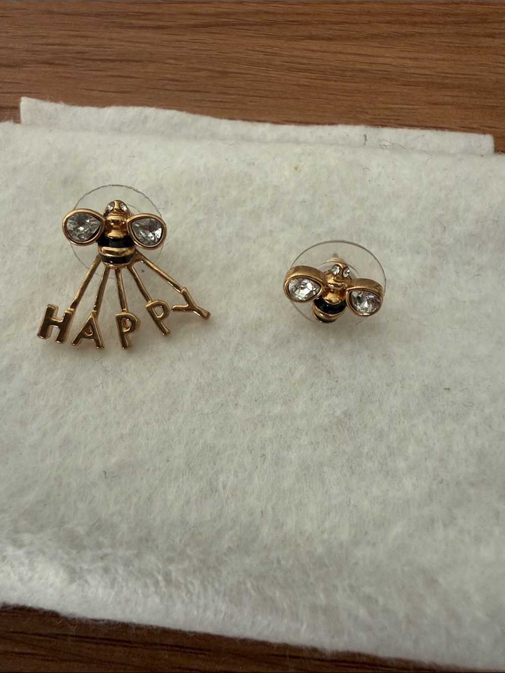 kate spade Gold Bee 'HAPPY' Stud Earrings